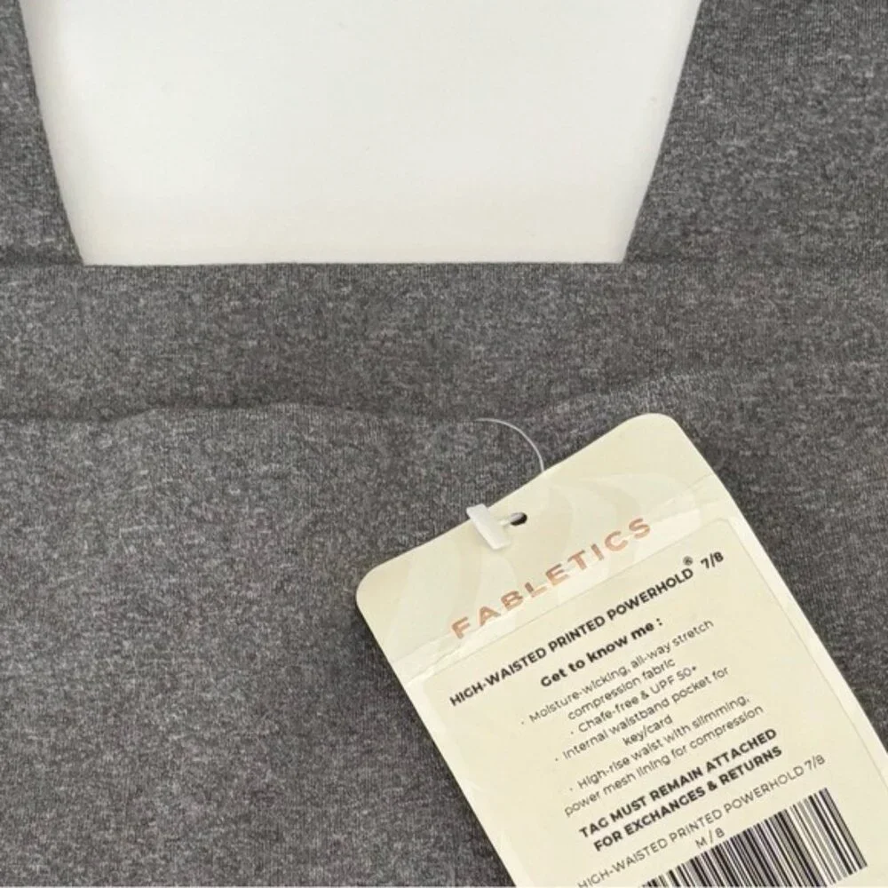 NWT Fabletics Leggings Medium Powerhold 7/ 8 High Waist Gray Gymcore Athleisure - Picture 4 of 8